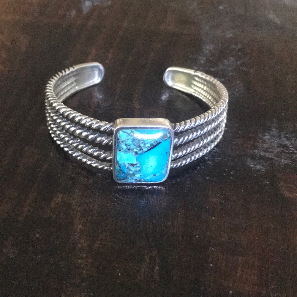 Barse Sterling Cuff with Turquoise